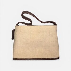 Coach Cream Canvas Bag with Brown Leather Tag w/ COA